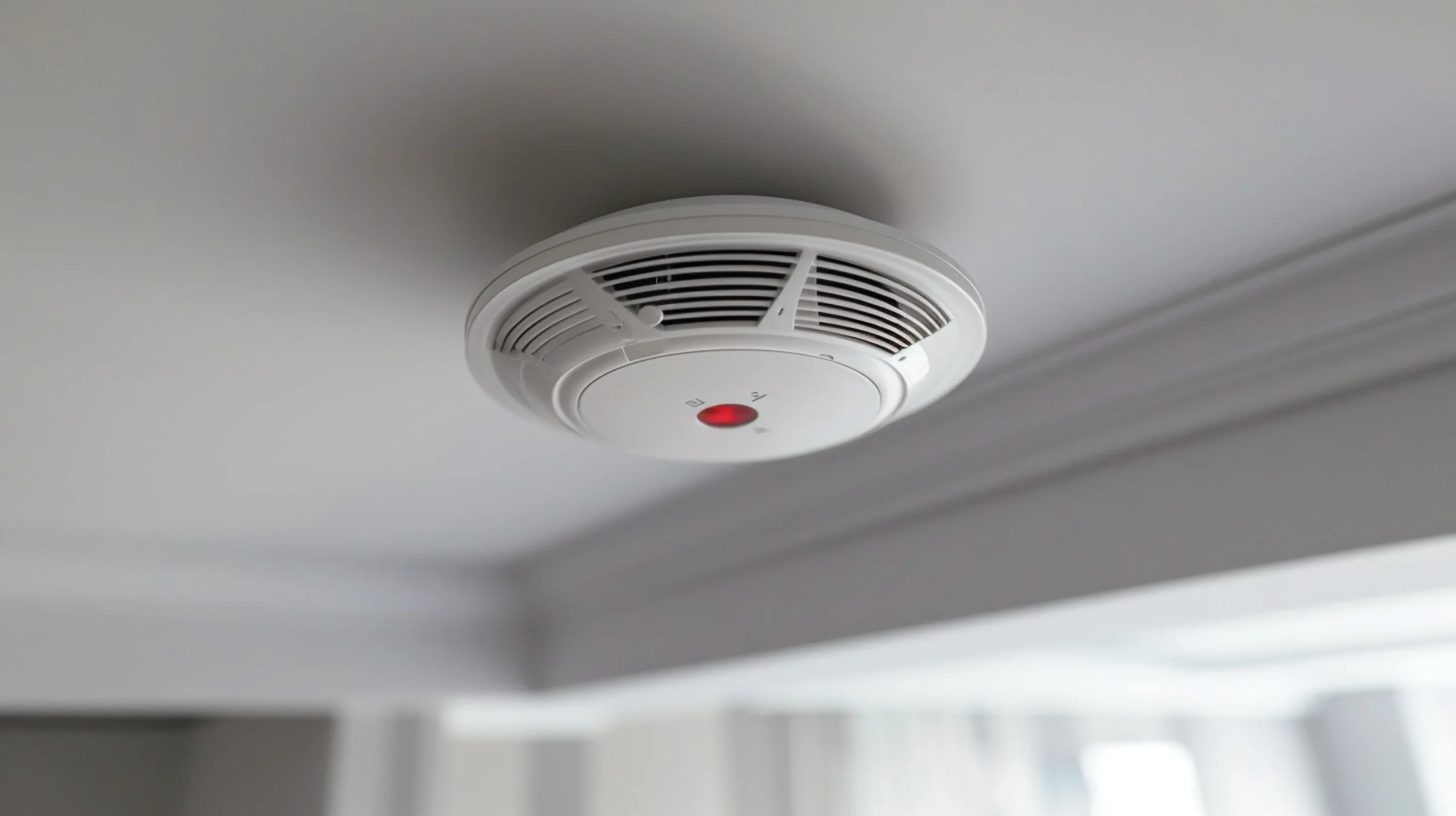 air-conditioning-system-mounted-wall-indoors-closeup_68a5ad0cdeaca Ceiling-mounted fire detection system smoke alarm.